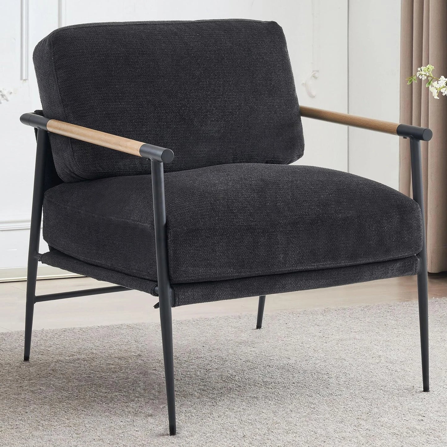 Todranic Chenille Accent Armchair Mid Century Modern Lounge Chair