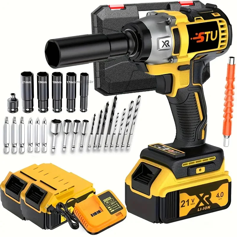 21V Wireless Impact Wrench High Torque 4000mAh Battery Rechargeable