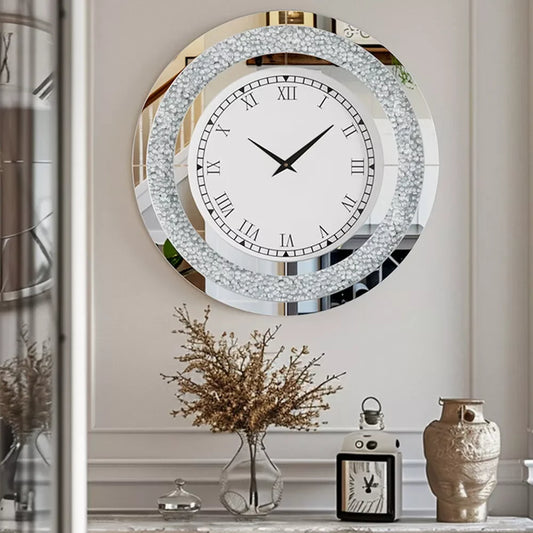 LUVODI 3D Diamond Crystal Wall Clock With Roman Numerals