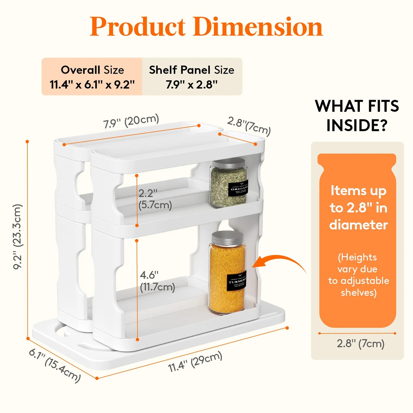 Lifewit 3-Tier Spice Rack Organizer For Cabinet With Slide Rotate