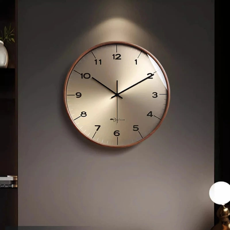 Solid Wood Modern Luxury Wall Clock For Living Room Decor