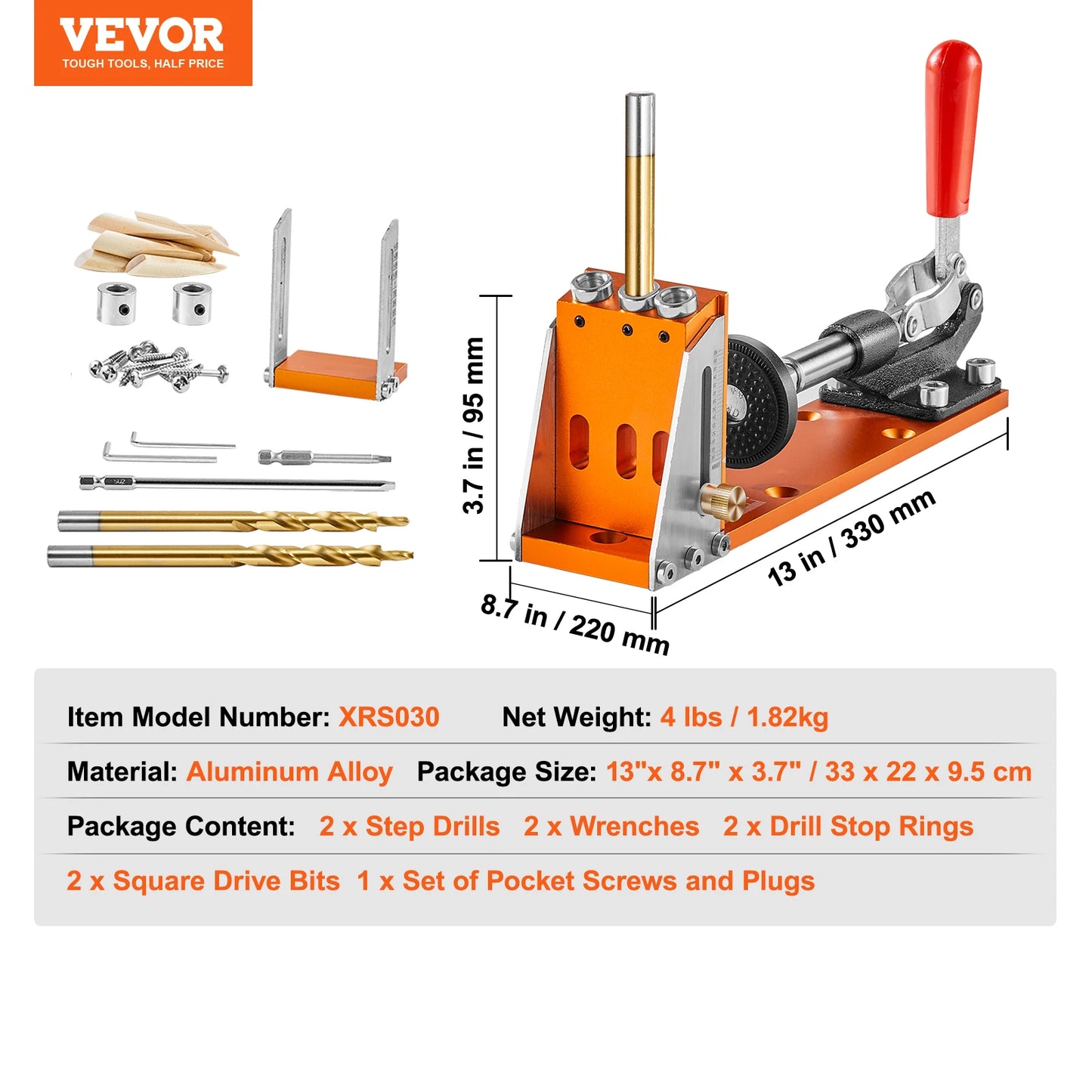 SucceBuy Pocket Hole Jig Kit Adjustable System With Step Drills