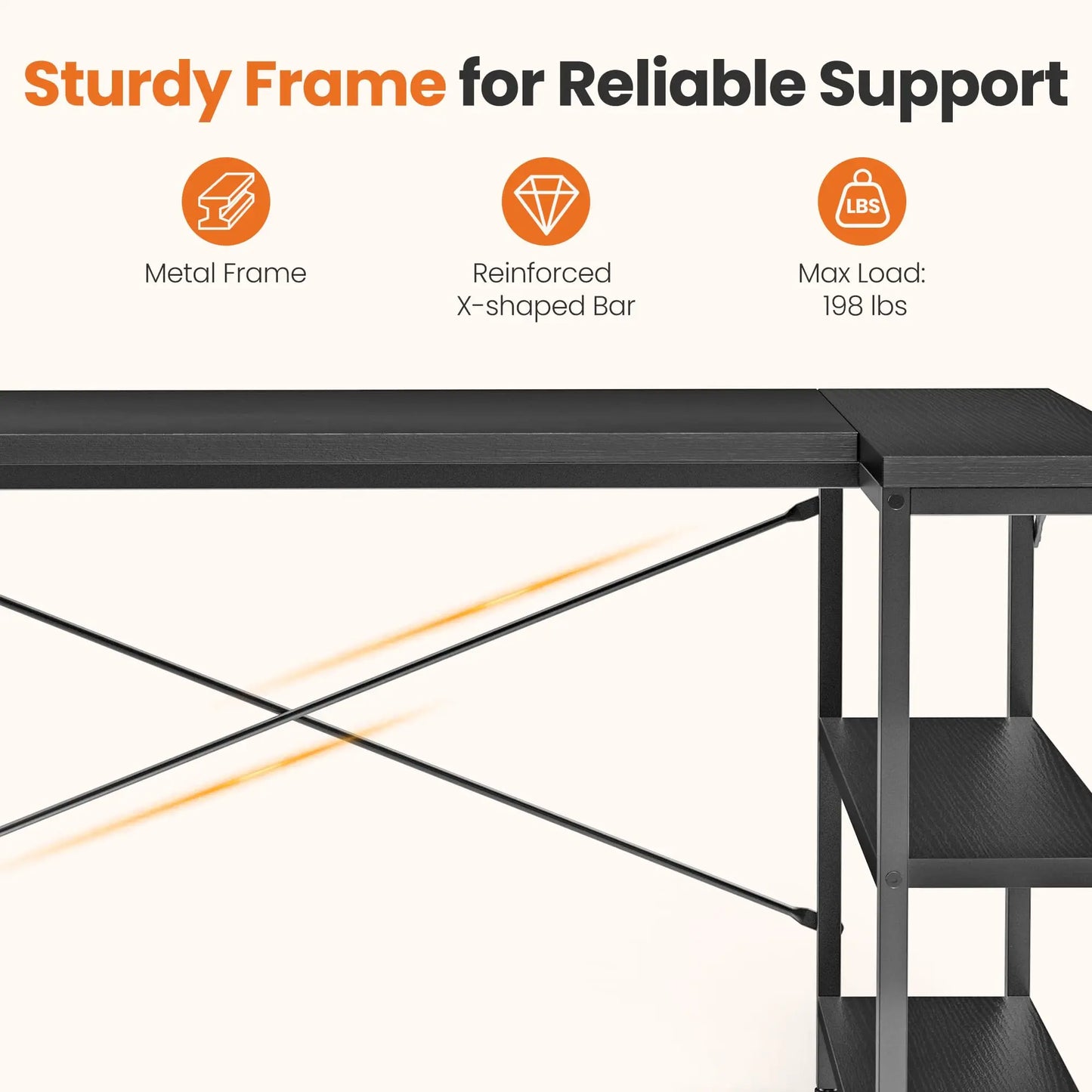 JHK L Shaped Desk With Reversible Storage Shelves Office