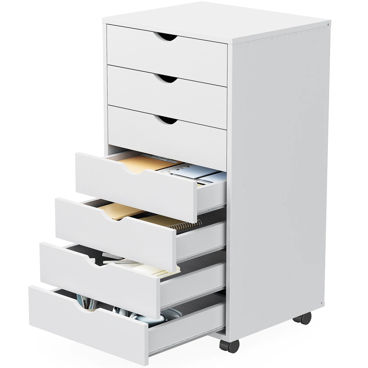 JHK 7-Drawer Chest Dresser With Rolling Wheels Nightstand