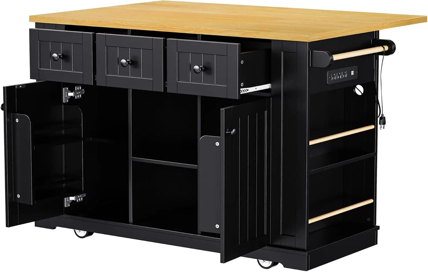 Kitchen Island With Storage On Wheels And Door Racks