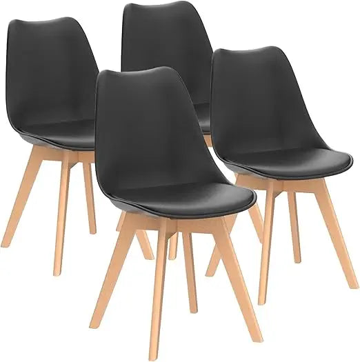 Mid-Century Modern Dining Chairs Set Of 4 With Wood Legs