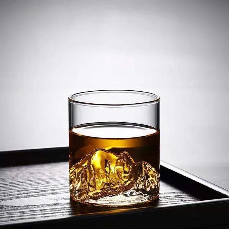 NONEDrinkware Glass Mountain Viewing Cup Mount Fuji Novelty Whiskey Cup