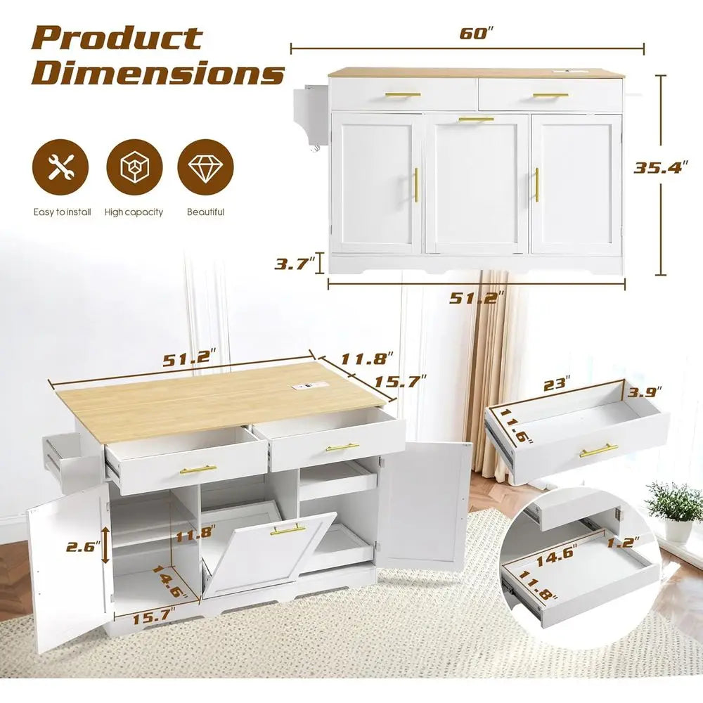 Kitchen Island With Power Outlet Drop Leaf Rolling Cart Drawers