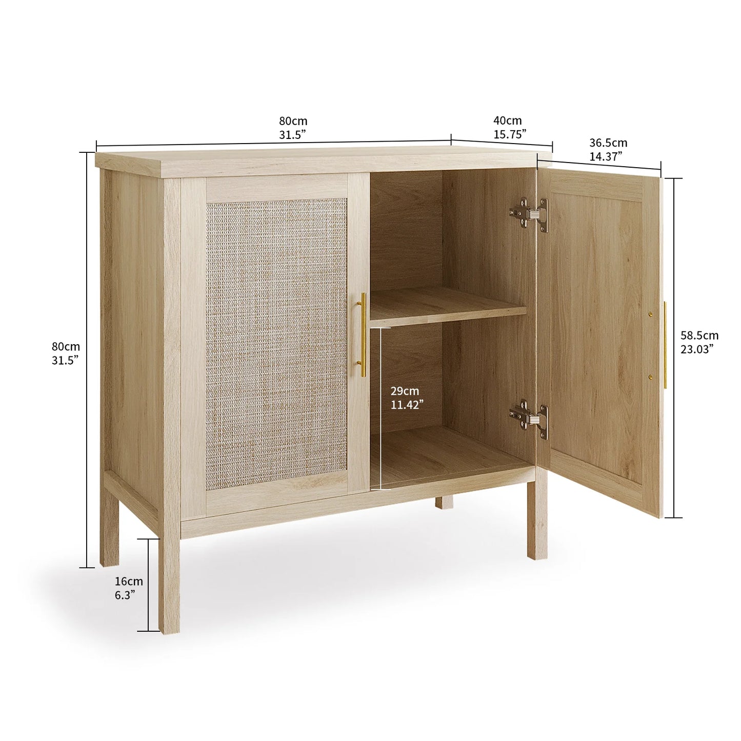 Rattan Storage Cabinet Buffet Sideboard for Hallway Entry Living Room