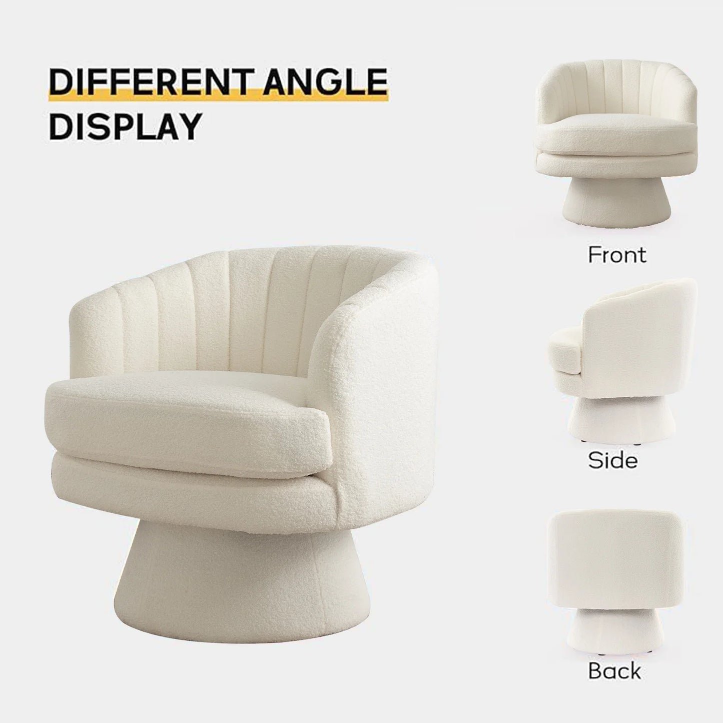 EBELLOC Swivel Barrel Chair With Armrest 360 Degree Rotation