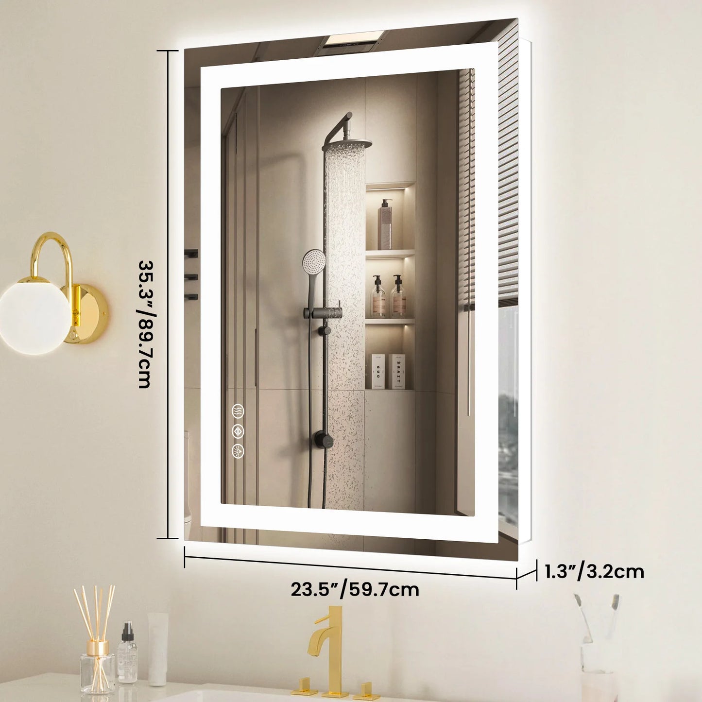 JHK LED Wall Mounted Bathroom Vanity Mirror With Memory Function