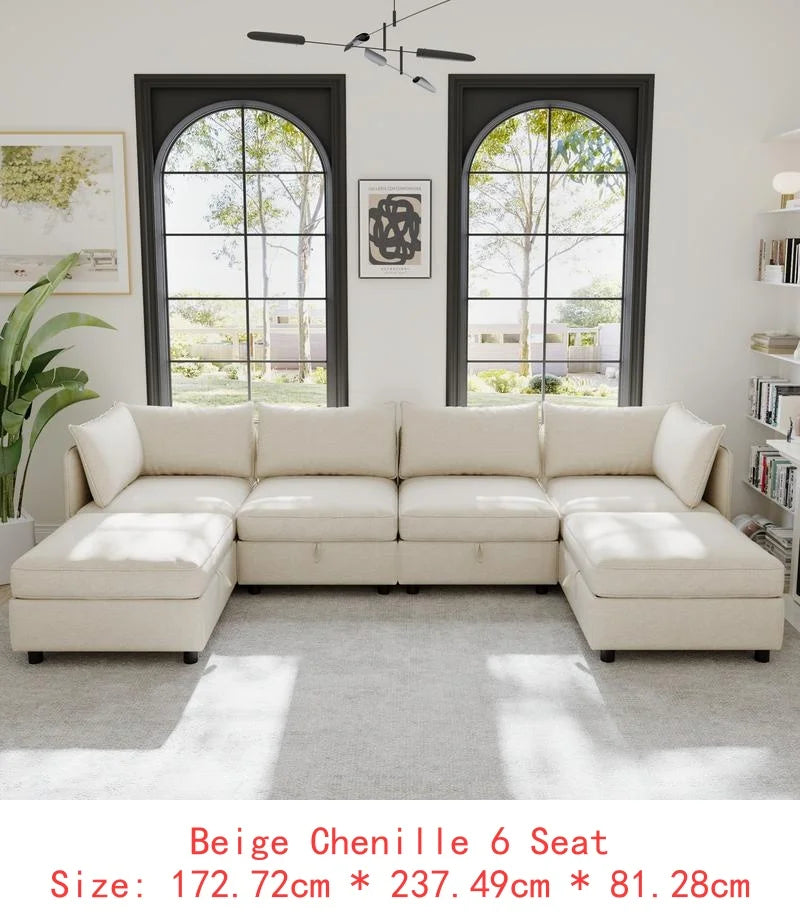 Modular Sectional Sofa Set With Storage For Living Room