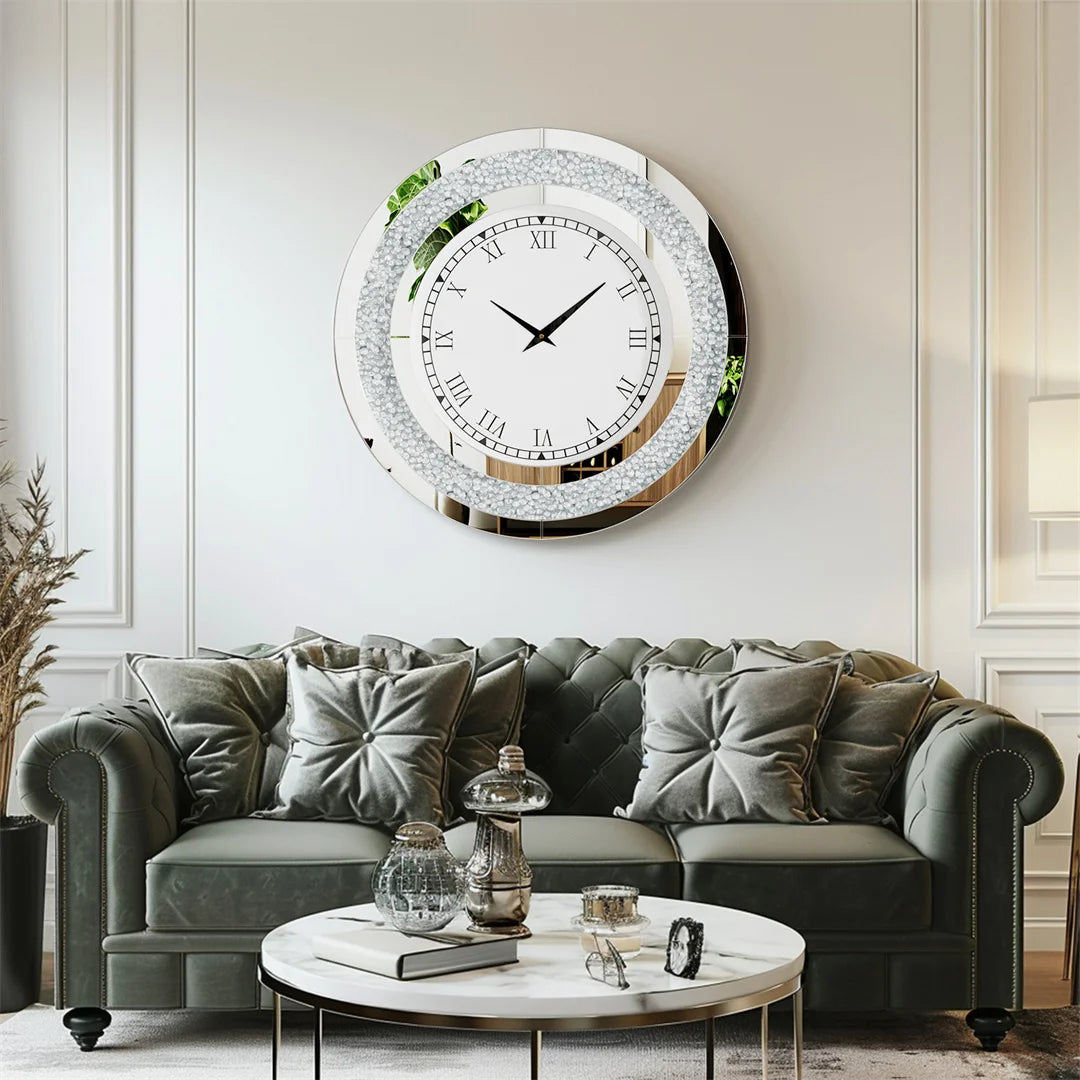 LUVODI 3D Diamond Crystal Wall Clock With Roman Numerals