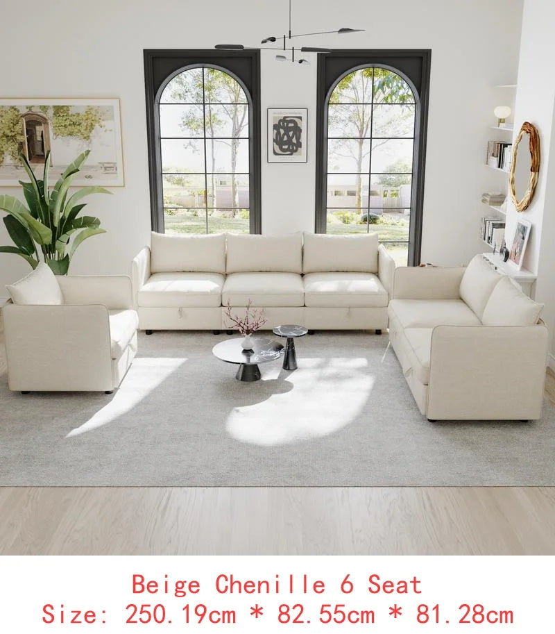 Modular Sectional Sofa Set With Storage For Living Room