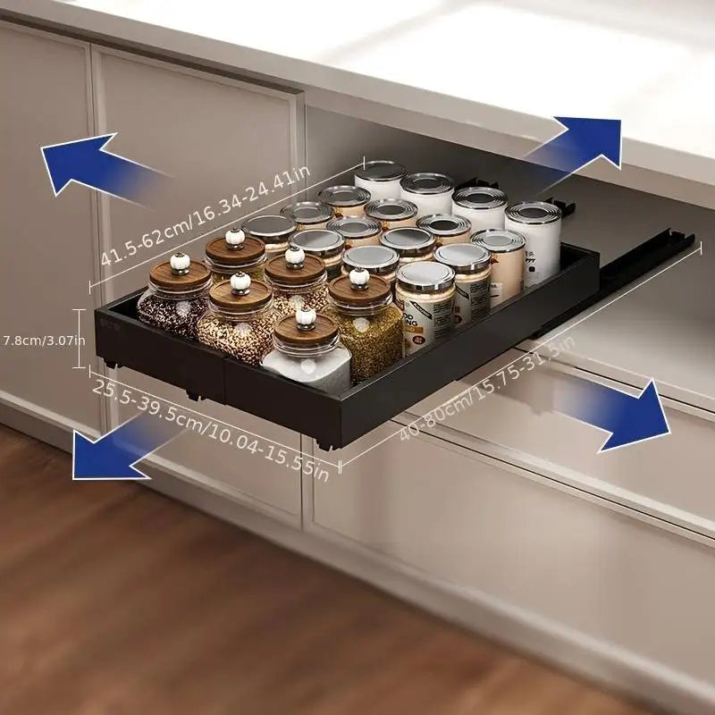 Pull Out Tray Organizer Kitchen Storage Rack Cabinet Expandable Under Sink Spice Boxes Silent Slide Drawer Style Bowl Dish Shelf