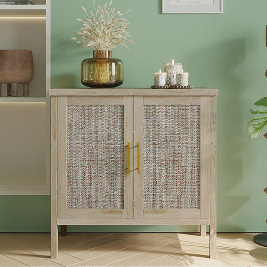 Rattan Storage Cabinet Buffet Sideboard for Hallway Entry Living Room