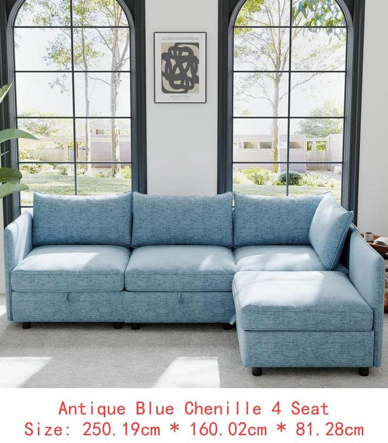 Modular Sectional Sofa Set With Storage For Living Room