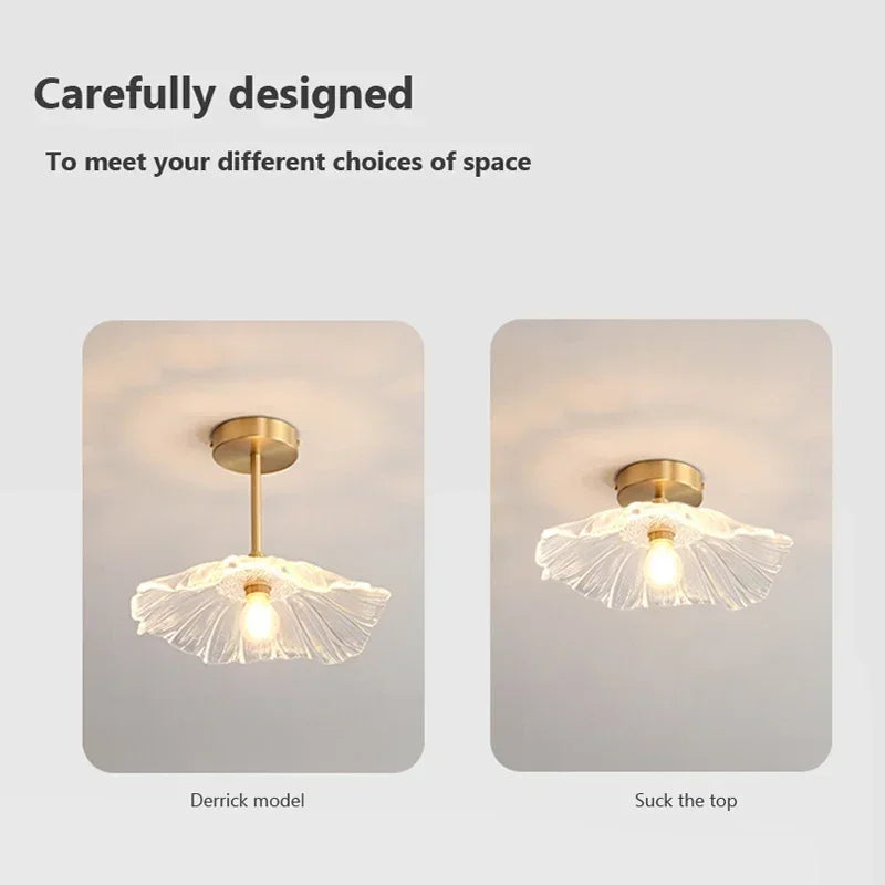 Oboerthurck Modern Transparent Glass Flower Ceiling Lights E27 Nordic