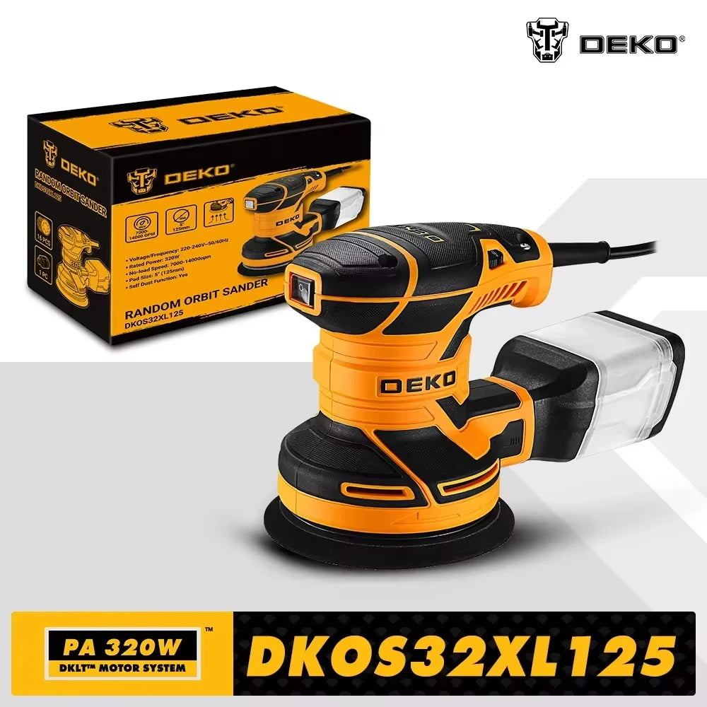 DEKO Random Orbit Sander 320W 14000 RPM Dust Collection