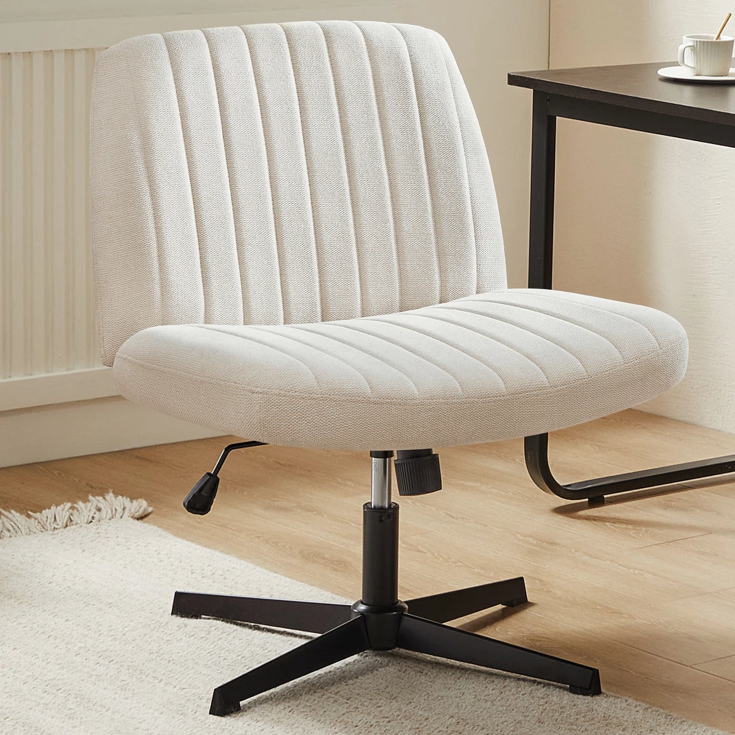 JHK Cross Legged Office Chair Rocking Swivel Fabric