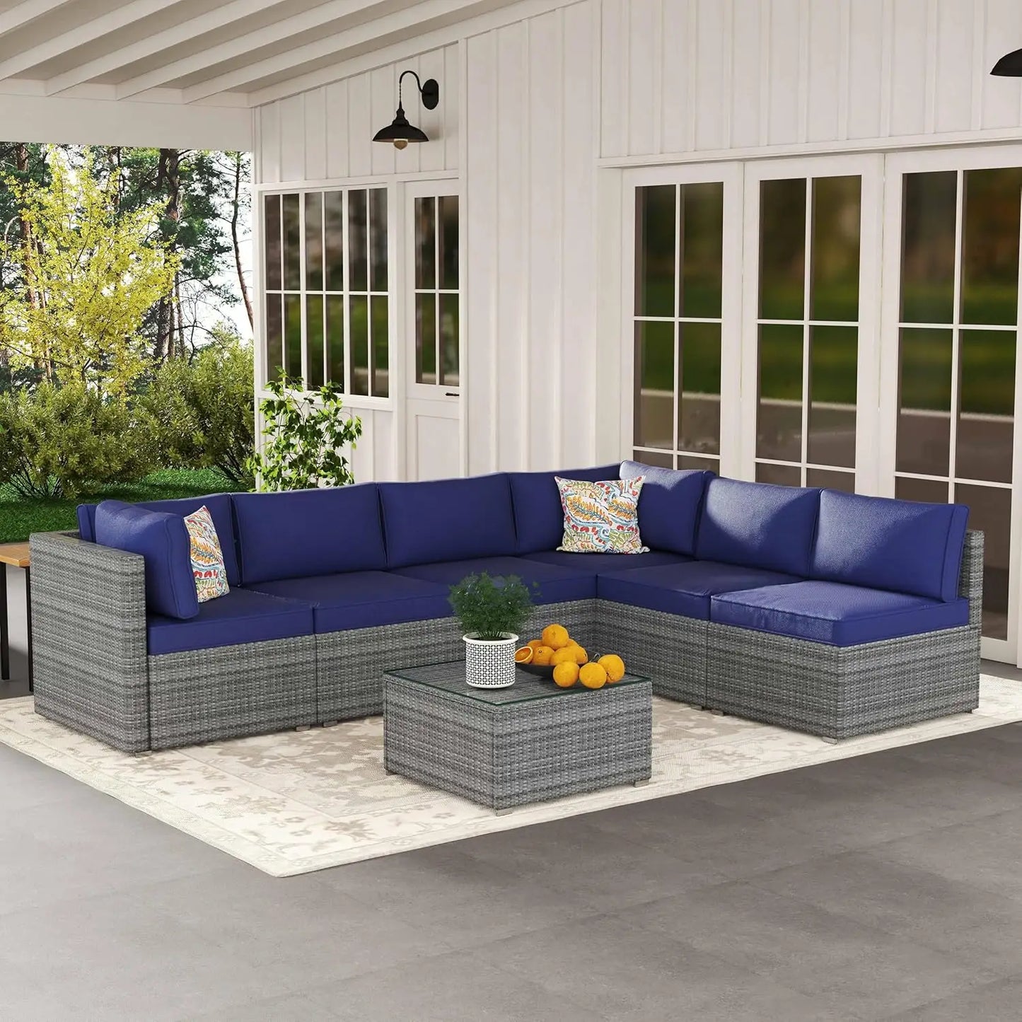 7 Piece Outdoor Patio Furniture Set Handwoven AllWeatherProofIndustrialGradeUltra Cushions