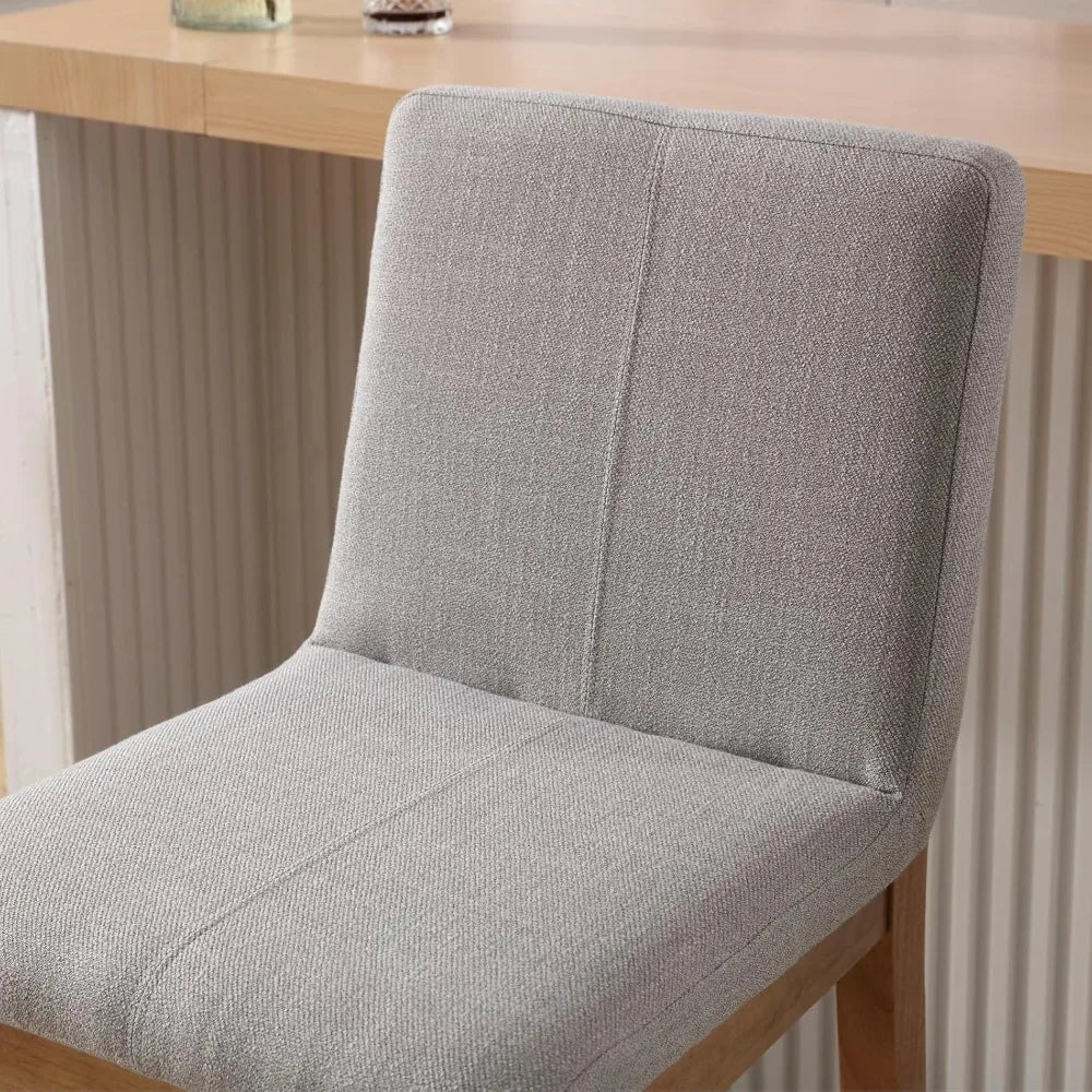 Medieval Style Linen Upholstered Backrests Bar Stools Set