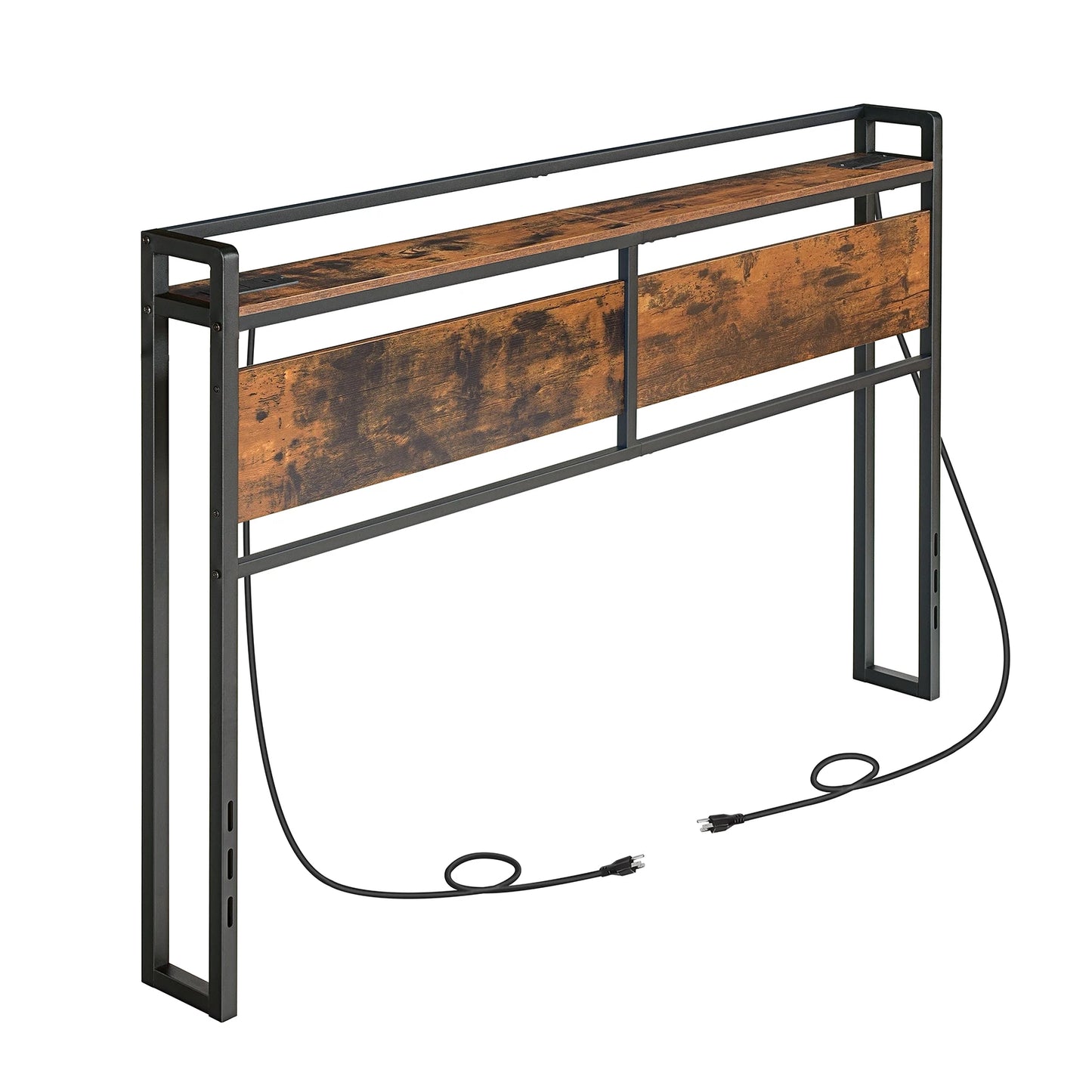 Headboard With 2 Outlets And 4 USB Ports, Adjustable Height, Storage Rack Sturdy And Stable