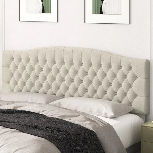 Upholstered Headboard for Adjustable Bed with Tufted Wall Mounted