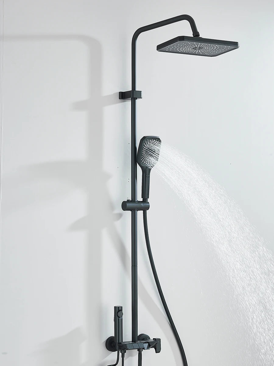 Quyanre 4 Way Piano Shower System With Rain Shower Bidet Faucet Hot Cold Water Mixer For Bathroom Kit