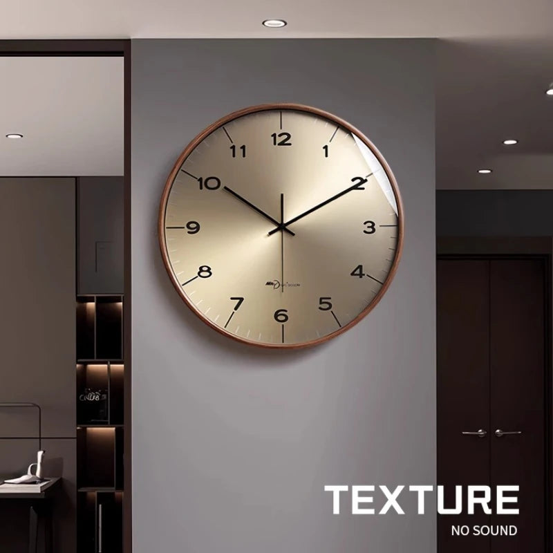Solid Wood Modern Luxury Wall Clock For Living Room Decor