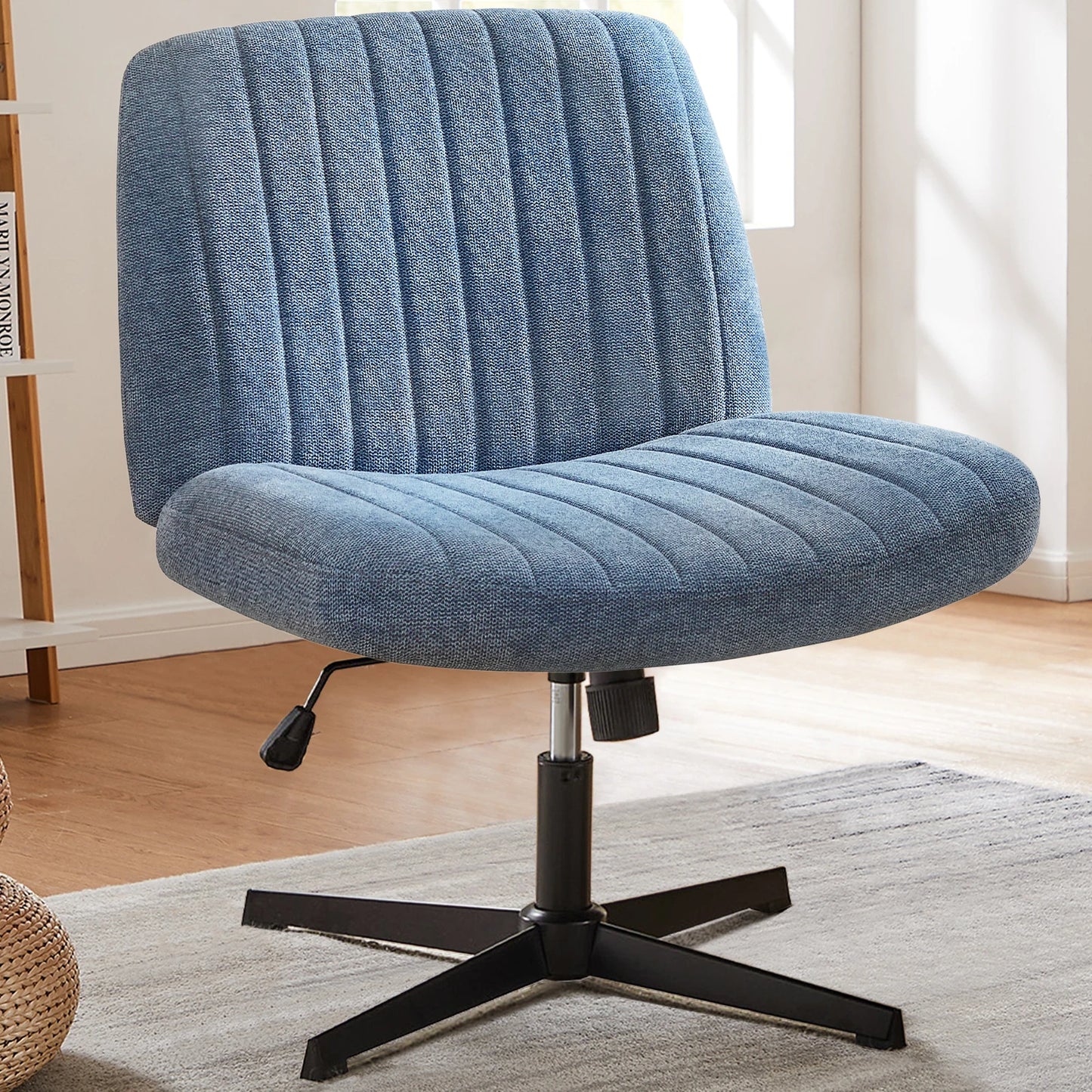 JHK Cross Legged Office Chair Rocking Swivel Fabric