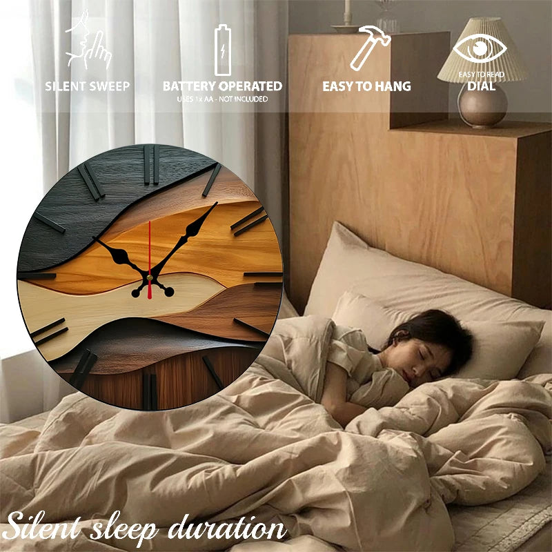 Nordic Style Wooden Round Silent Hanging Wall Clock