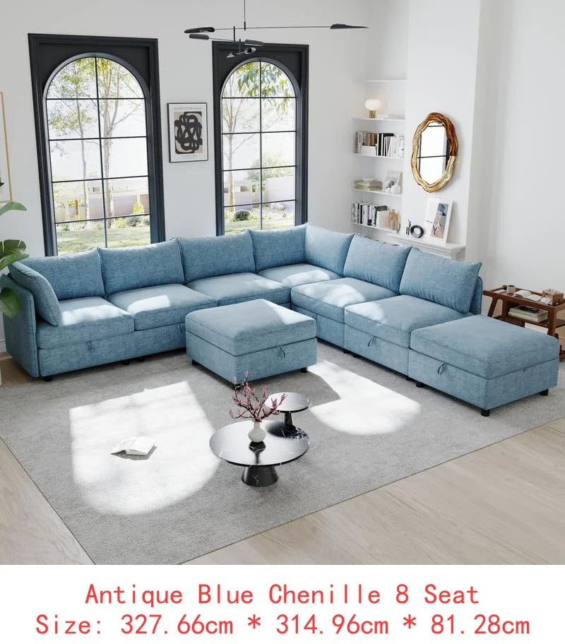 Modular Sectional Sofa Set With Storage For Living Room