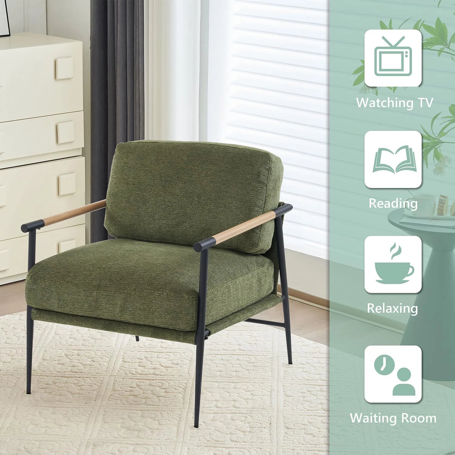 Todranic Chenille Accent Armchair Mid Century Modern Lounge Chair