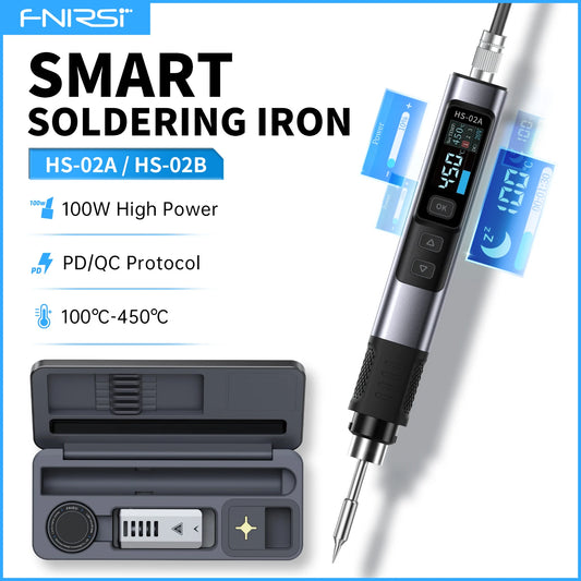 FNIRSIC HS-02 Adjustable Temperature Soldering Iron PD 100W Solder Rework Station 100-450 C
