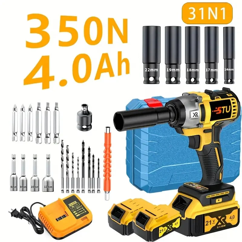 21V Wireless Impact Wrench High Torque 4000mAh Battery Rechargeable