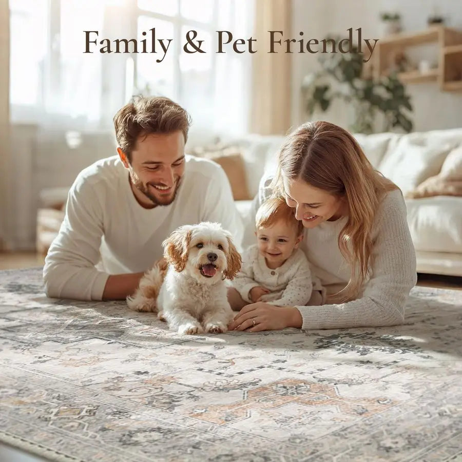 Vintage Chenille Area Rugs Machine Washable Non Slip Living Room