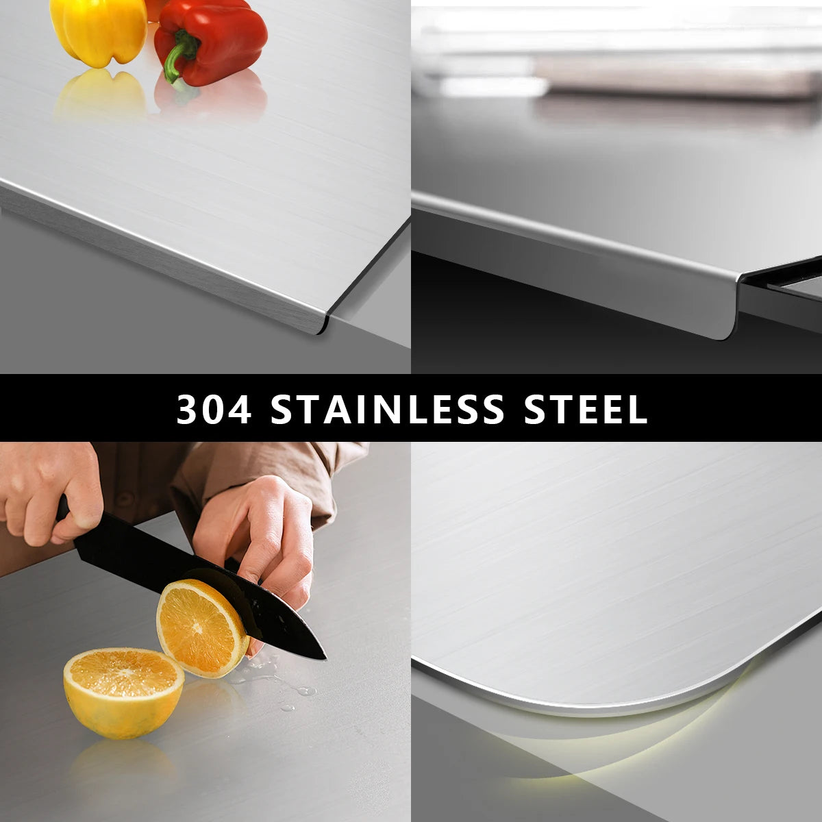 304 Stainless Steel Cutting Board Rolling Kitchen Prep Surface