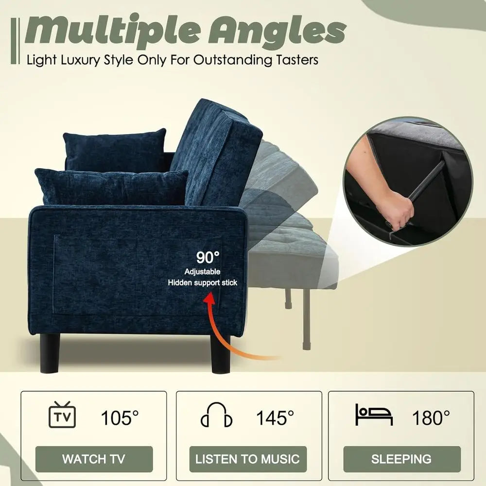 Convertible Sofa Bed With Adjustable Backrest For Living Rooms