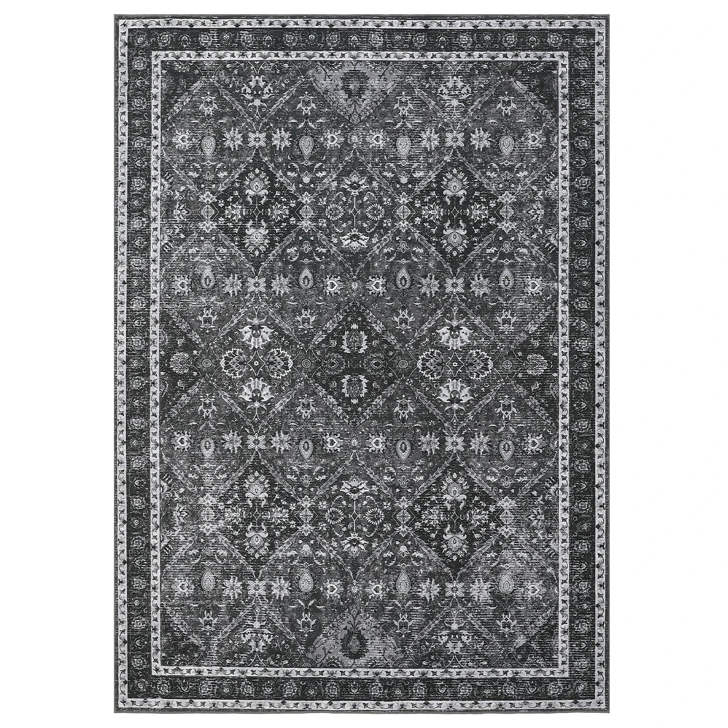 NONECN Moroccan Trellis Living Room Rug Non Slip Machine Washable