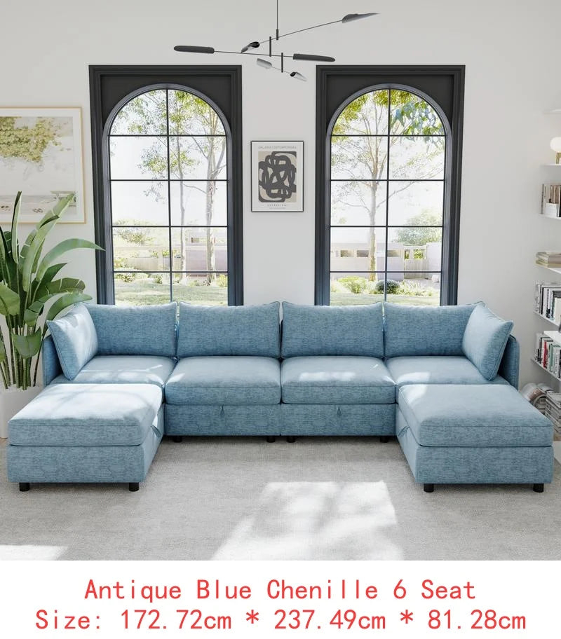 Modular Sectional Sofa Set With Storage For Living Room