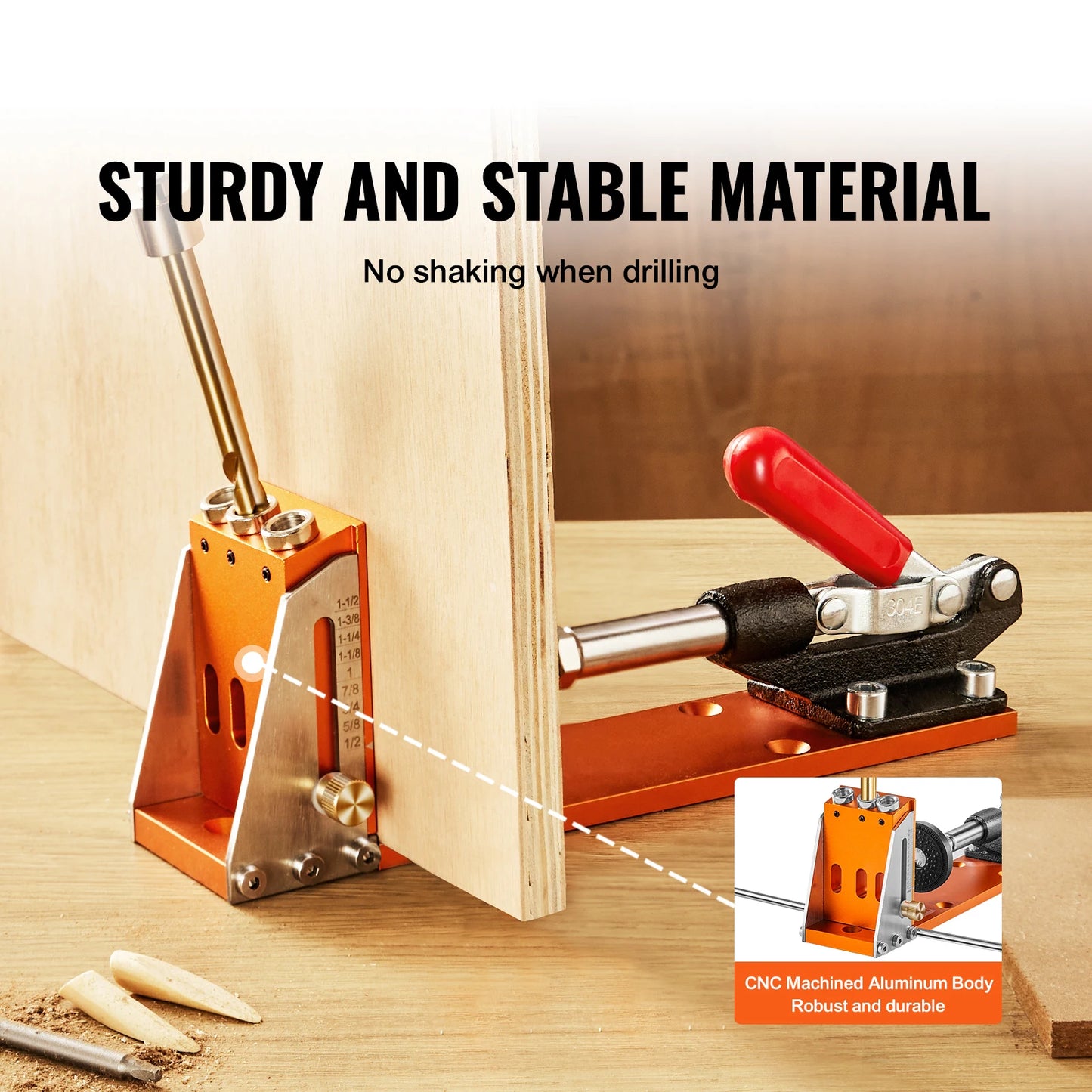 SucceBuy Pocket Hole Jig Kit Adjustable System With Step Drills
