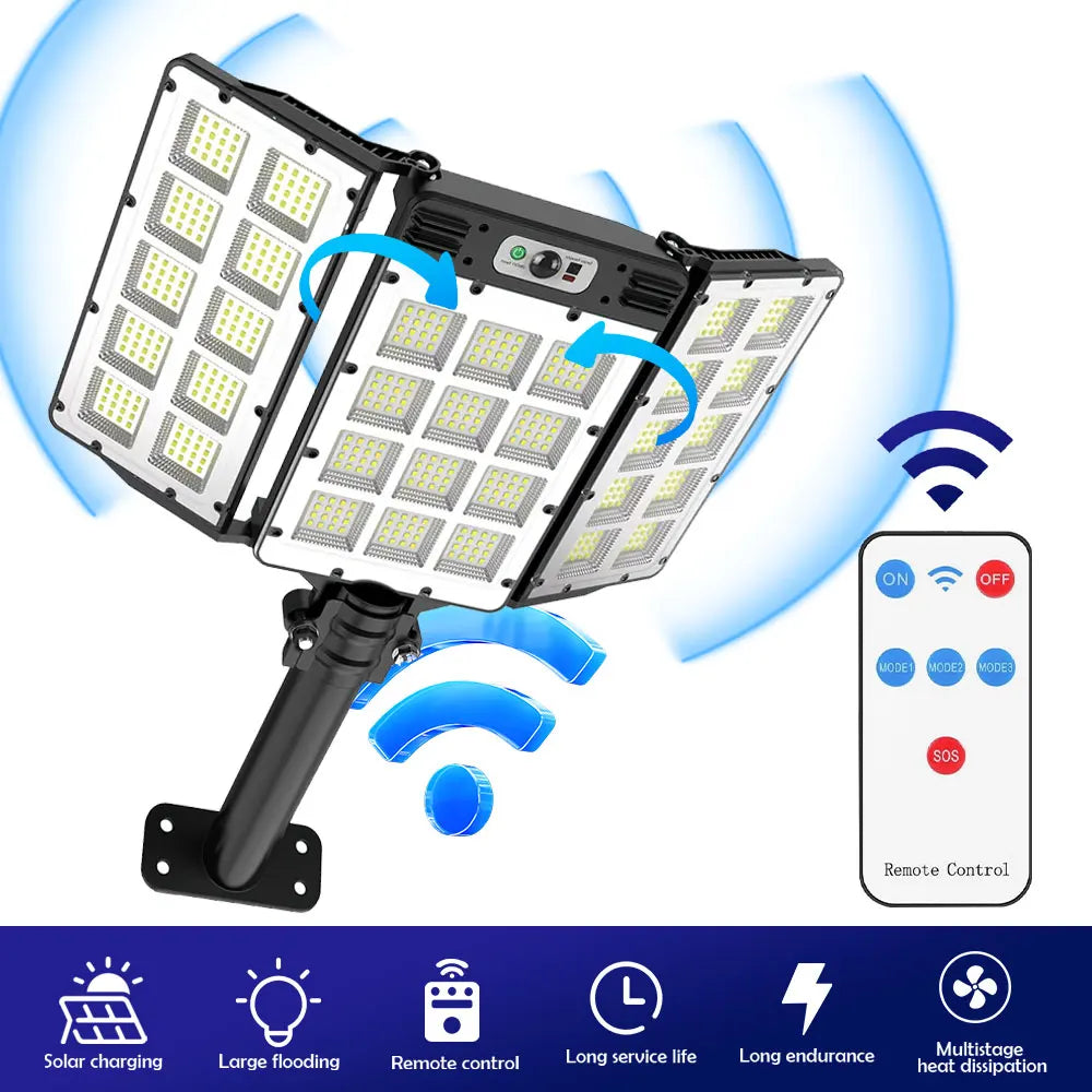 LED Solar Flood Lights 800LED Motion Sensor Remote IP66 Waterproof