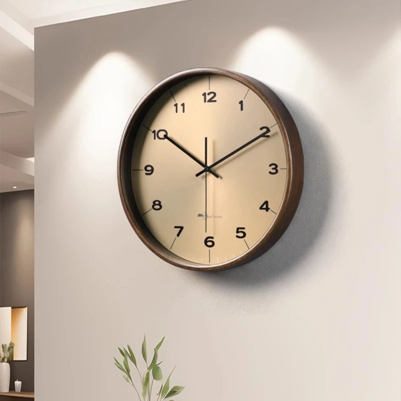 Solid Wood Modern Luxury Wall Clock For Living Room Decor