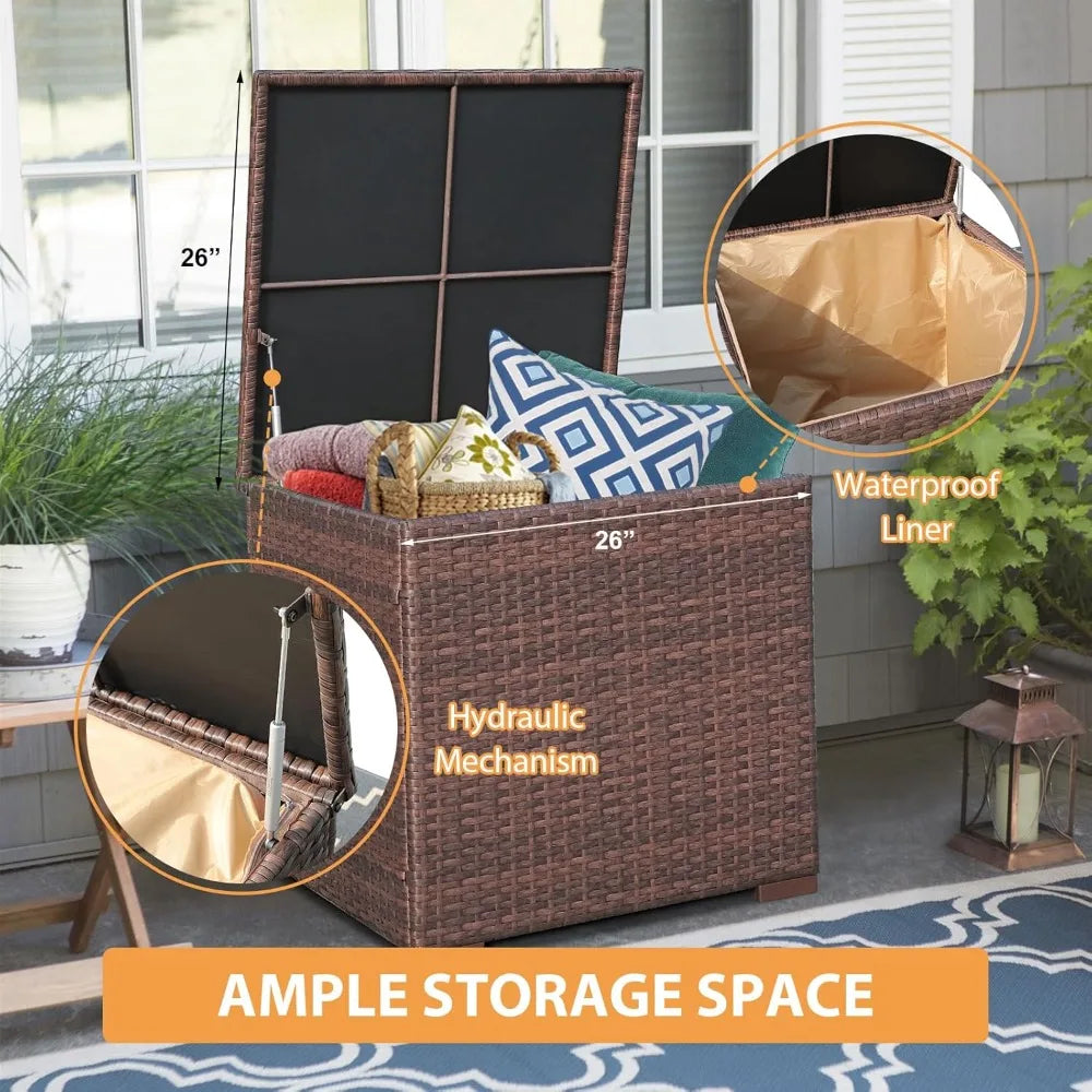 8-Piece Outdoor Rattan Patio Furniture Set With Gas Fire Pit