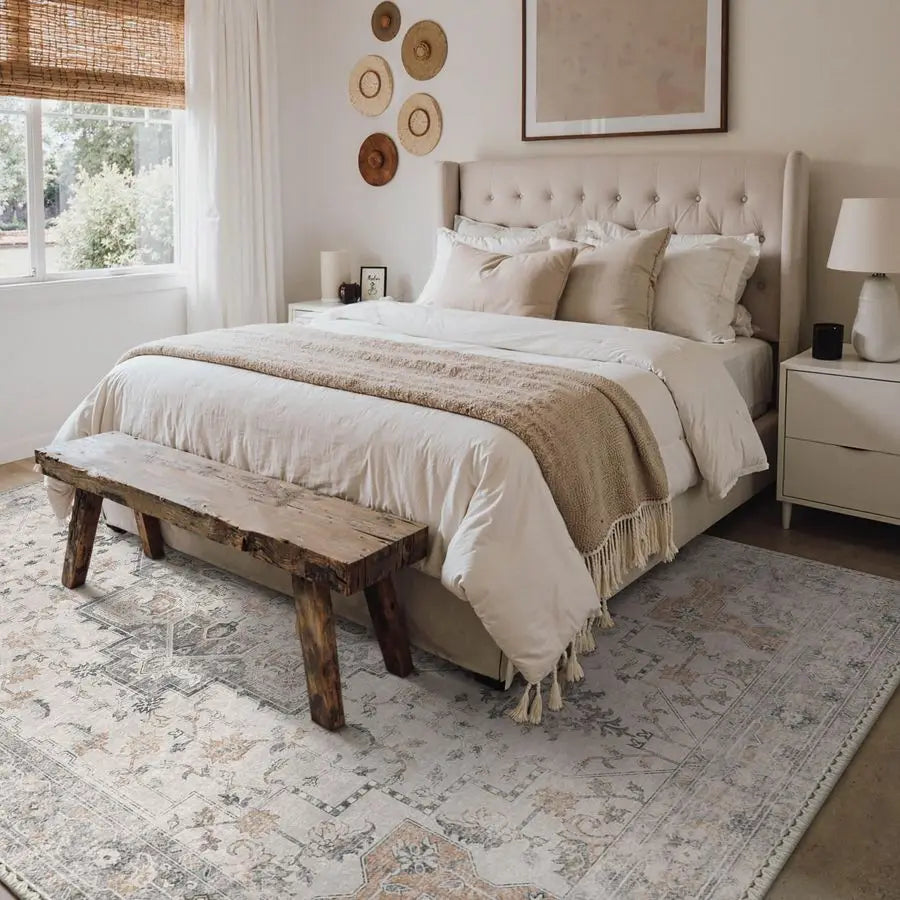 Vintage Chenille Area Rugs Machine Washable Non Slip Living Room