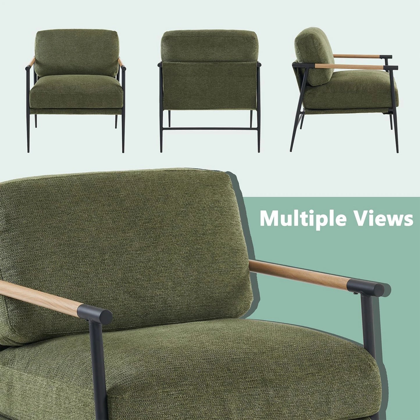 Todranic Chenille Accent Armchair Mid Century Modern Lounge Chair