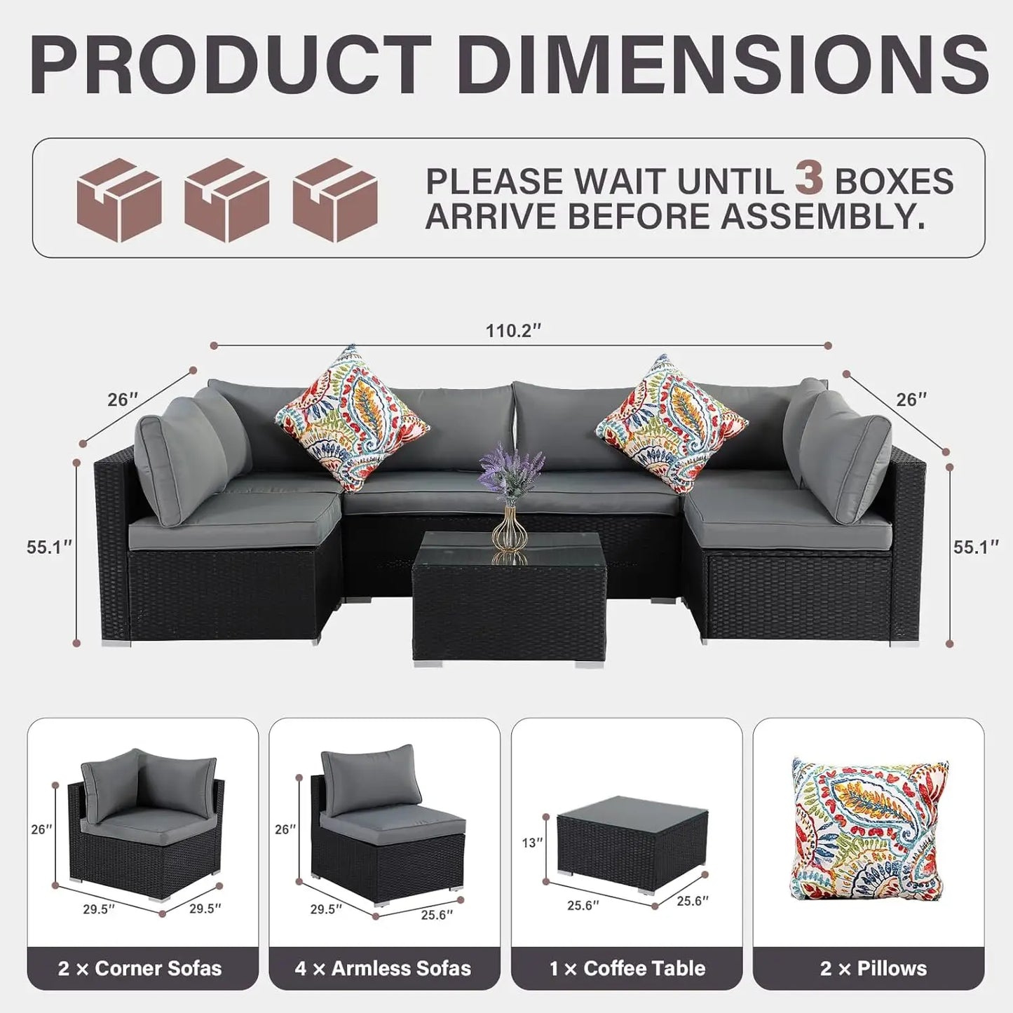 7 Piece Outdoor Patio Furniture Set Handwoven AllWeatherProofIndustrialGradeUltra Cushions