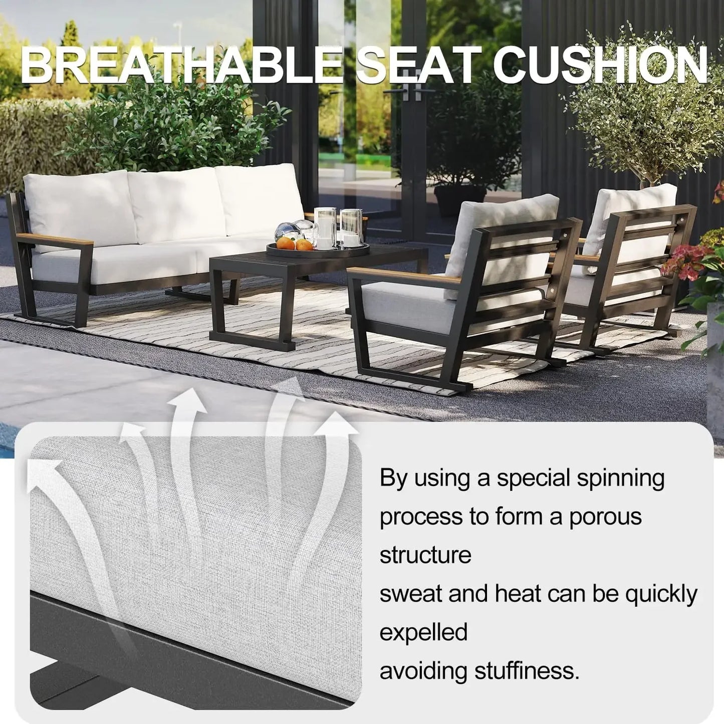 XMSJ Modern Patio Furniture Set Sectional Sofa With Coffee Table