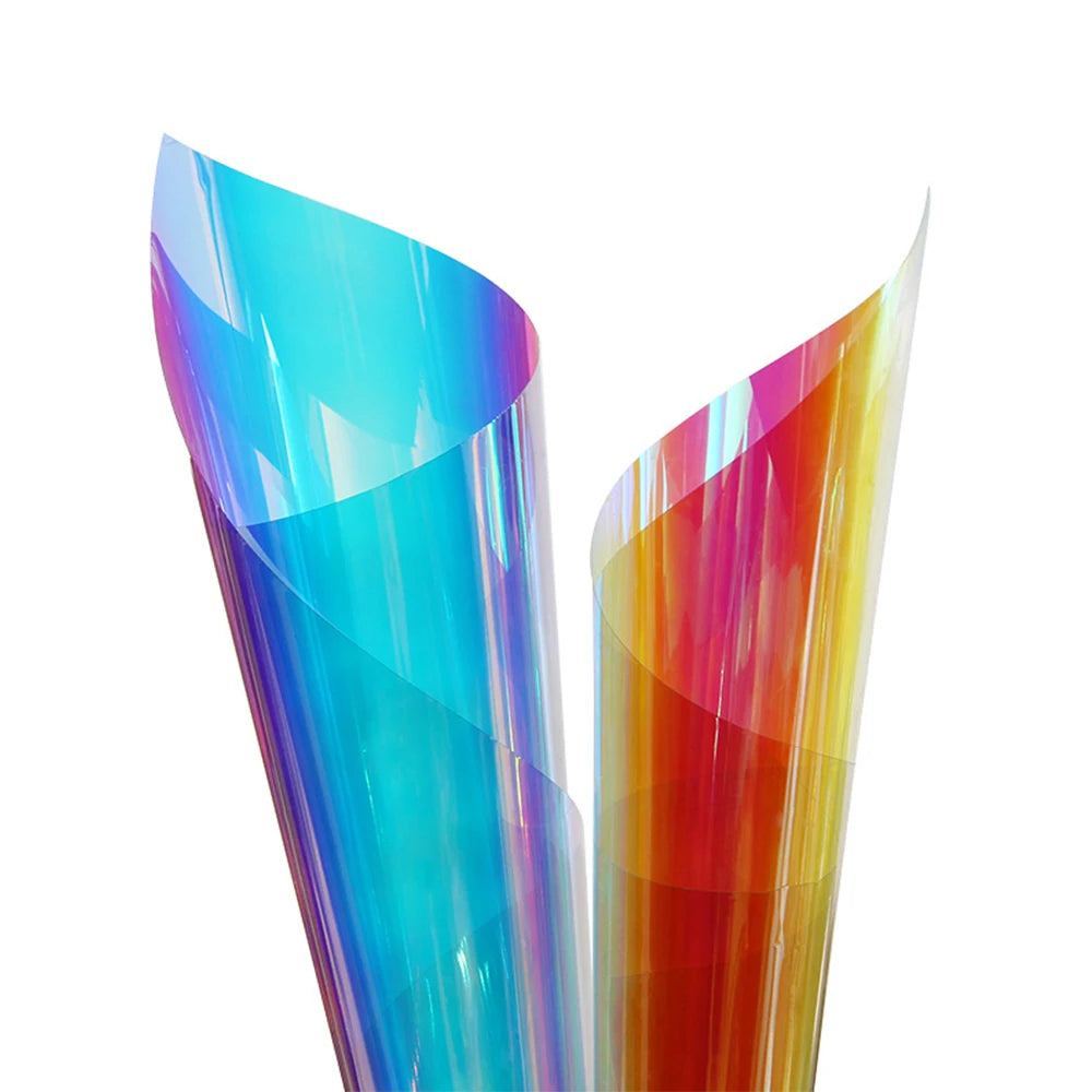 Holographic Window Film Iridescent Dichroic Vinyl Decorative Glass Sticker Self-Adhesive